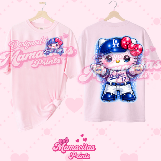 Pretty in blue kitty  tee